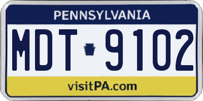 PA license plate MDT9102