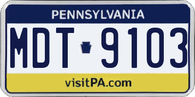 PA license plate MDT9103