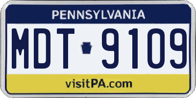 PA license plate MDT9109