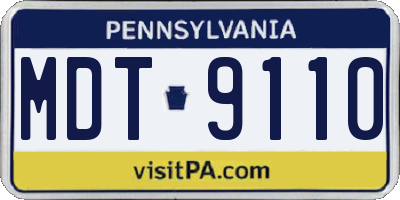 PA license plate MDT9110