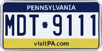 PA license plate MDT9111