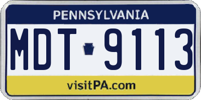 PA license plate MDT9113