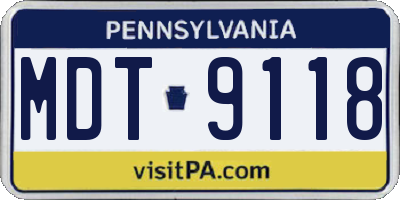 PA license plate MDT9118