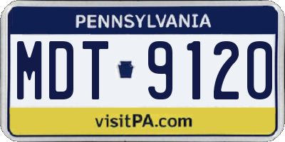 PA license plate MDT9120