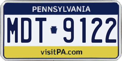 PA license plate MDT9122
