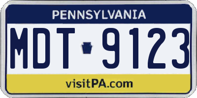 PA license plate MDT9123