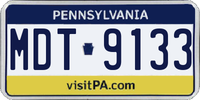 PA license plate MDT9133
