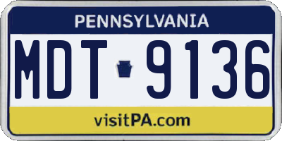 PA license plate MDT9136