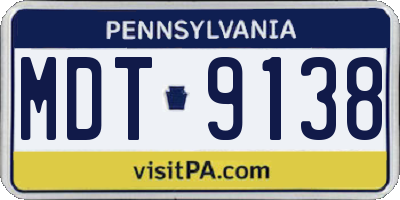 PA license plate MDT9138