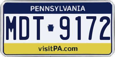PA license plate MDT9172