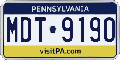 PA license plate MDT9190
