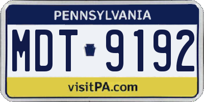 PA license plate MDT9192