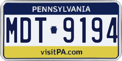 PA license plate MDT9194