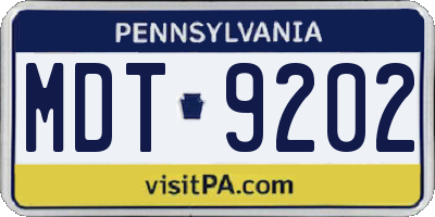 PA license plate MDT9202