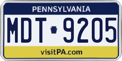 PA license plate MDT9205