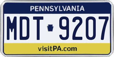 PA license plate MDT9207