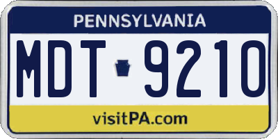PA license plate MDT9210
