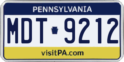 PA license plate MDT9212