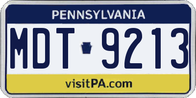PA license plate MDT9213