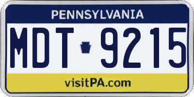 PA license plate MDT9215