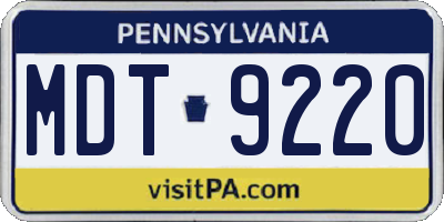 PA license plate MDT9220