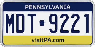 PA license plate MDT9221