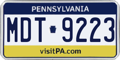 PA license plate MDT9223