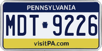 PA license plate MDT9226