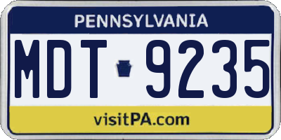 PA license plate MDT9235