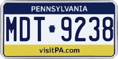 PA license plate MDT9238