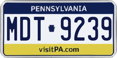 PA license plate MDT9239
