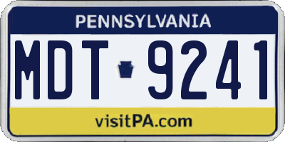 PA license plate MDT9241