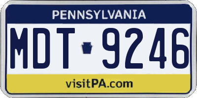 PA license plate MDT9246