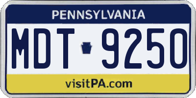 PA license plate MDT9250