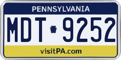 PA license plate MDT9252