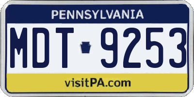 PA license plate MDT9253