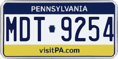 PA license plate MDT9254