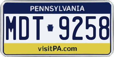 PA license plate MDT9258