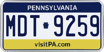 PA license plate MDT9259