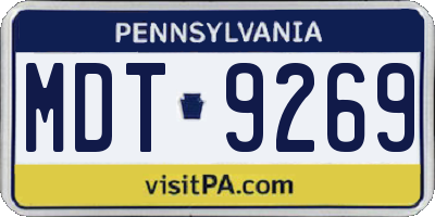 PA license plate MDT9269