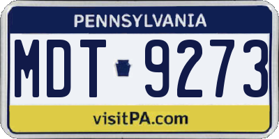 PA license plate MDT9273