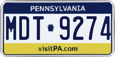 PA license plate MDT9274