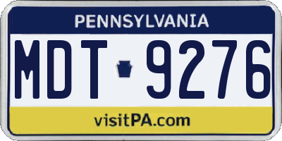 PA license plate MDT9276