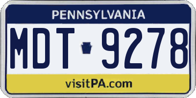 PA license plate MDT9278