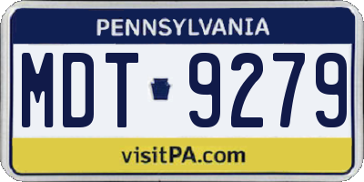 PA license plate MDT9279