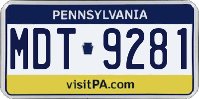 PA license plate MDT9281