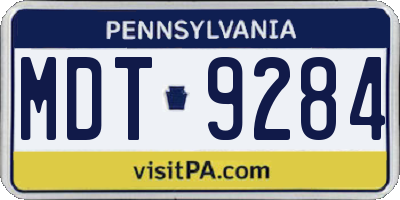 PA license plate MDT9284