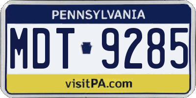 PA license plate MDT9285