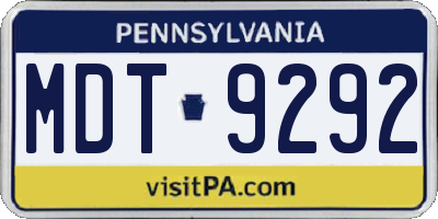 PA license plate MDT9292