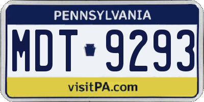 PA license plate MDT9293